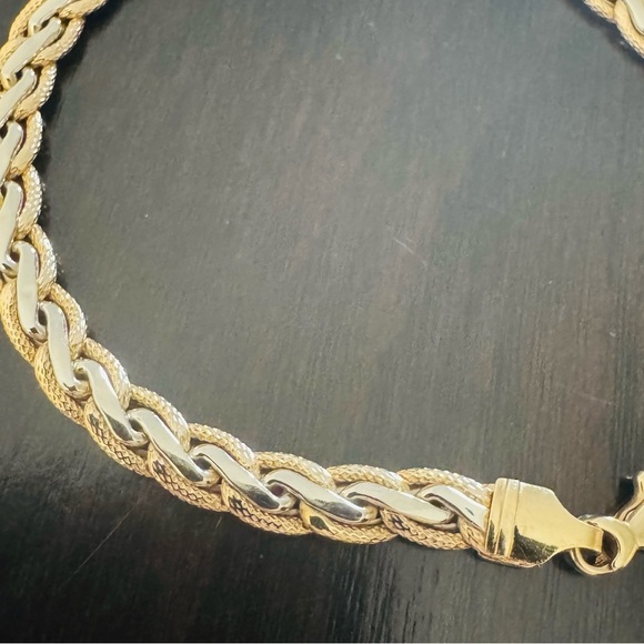 14K White and Yellow Gold Multi Rope Chain Twist Bracelet 6.75" inch Italy - Picture 2 of 6
